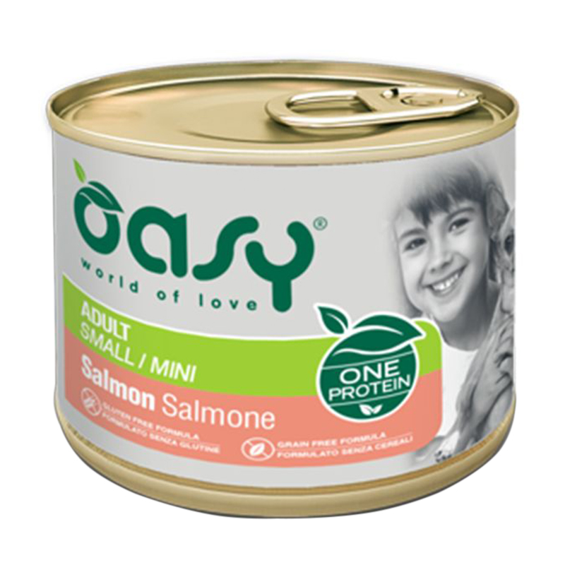 Вологий корм для дорослих собак малих порід Oasy One Animal Protein Adult Small/Mini з лососем, 200 г